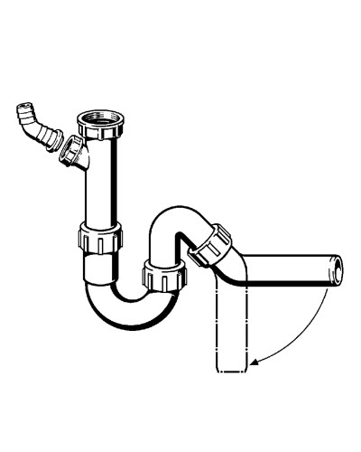 Сифон для раковини VIEGA 1 1/2″х40 з відводом, 45° пластик білий трубний б/г 101800