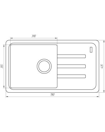 Гранітна мийка Globus Lux LUGANO графіт 780x435мм-А0001