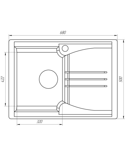 Гранітна мийка Globus Lux BALATON чорний 680х500мм-А0002