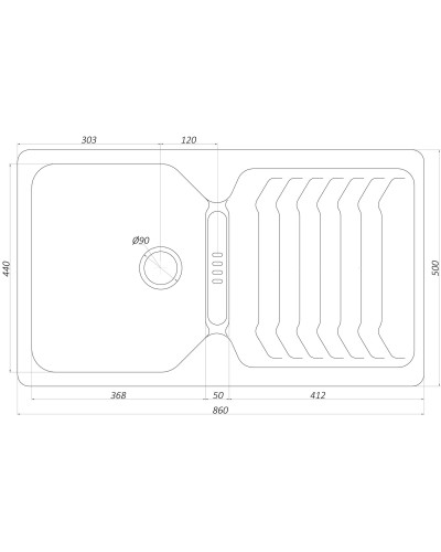 Гранітна мийка Globus Lux BOREN мигдаль 860x500мм-А0008