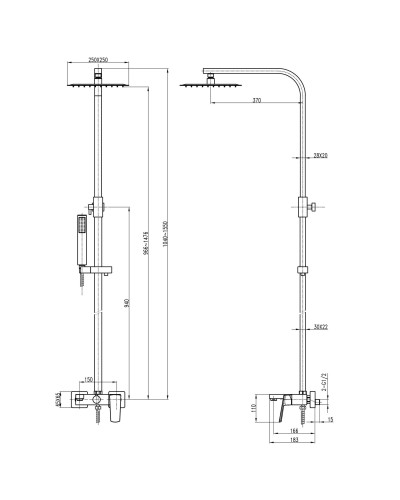 Душова система TOPAZ LEXI TL 21102-H57-00