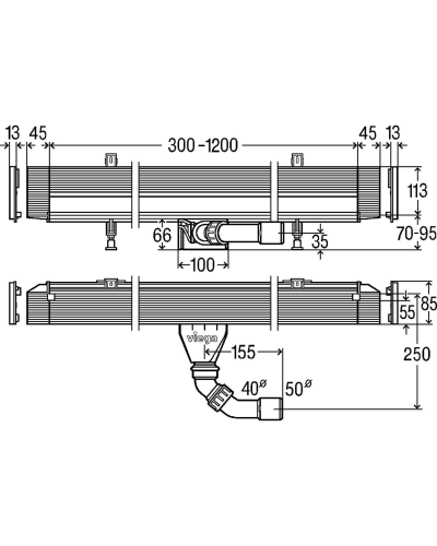 Корпус для душового лотка Advantix Vario (плоский h-70 мм) 30-120 см 736736