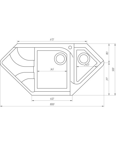 Гранітна мийка Globus Lux GARDA сiрий камiнь 1000x500мм-А0005