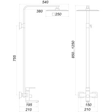 Душова система з верхнім тропічним душем Globus Lux SICILIA SBQ-SH-02