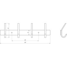 Планка з гачками Globus Lux BQ9435-4 чорна матова SUS304