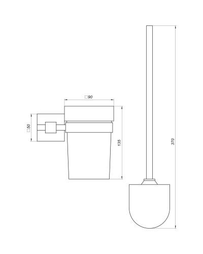 Йоржик настінний Globus Lux BQ9429A без кришки чорний матовий SUS304