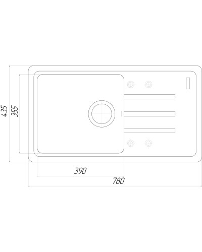 Гранітна мийка Globus Lux LUGANO чорний 780х435мм-А0002