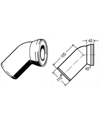 Коліно для унітазу 45° пластик Ø110 VIEGA 101718
