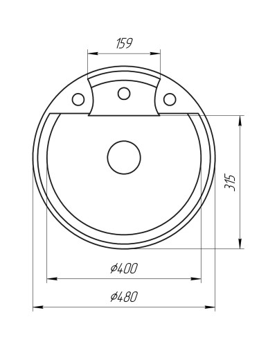 Гранітна мийка Globus Lux GURON чорний 480мм-А0002