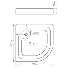 Душ піддон півкруглий BRAVO NYSA RL 100