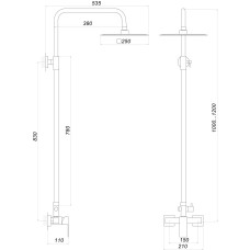 Душова система з верхнім тропічним душем Globus Lux SICILIA SBQ-SH-105