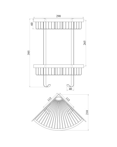 Полка подвійна кутова TOPAZ TKB-4115-2-BL