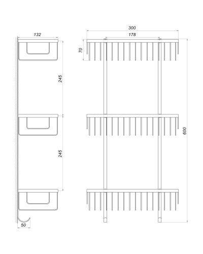 Полиця потрійна Globus Lux SQ9477