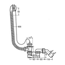 Сифон для ванни VIEGA 1 1/2″x40/50 з переливом пластик білий 573973 (311537)