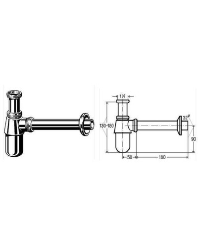 Сифон для раковини VIEGA 1 1/4″ х1 1/4″ металевий хром бутил. б/г100674