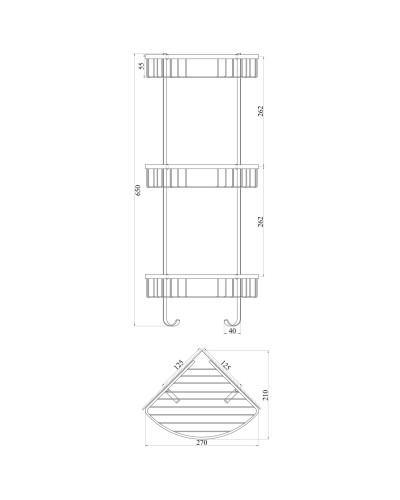 Поличка потрійна кутова TOPAZ 4134