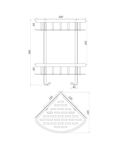 Полка подвійна кутова TOPAZ TKB-9902-BL