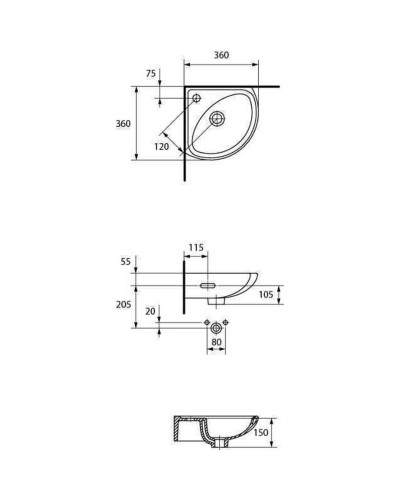 Умивальник кутовий Cersanit SIGMA 35