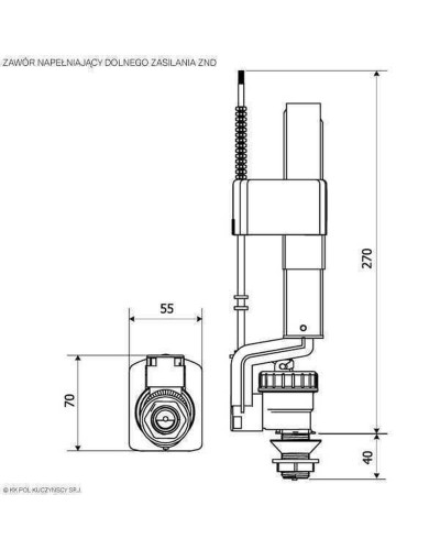 Клапан заповнення K.K.POL ZND/111- 1/2″ РР, нижн. пластик