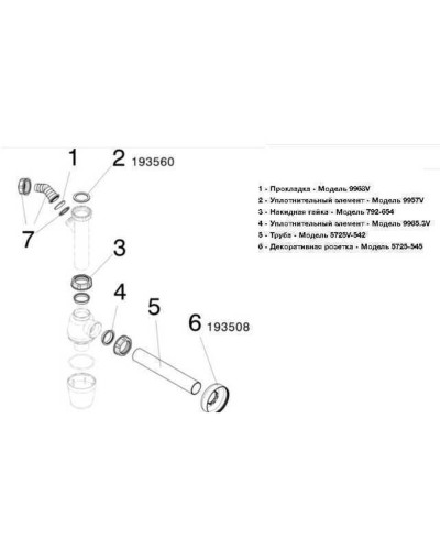 Сифон для раковини VIEGA 1 1/4″х1 1/4″ з відводом, пластик білий бутил. 326319