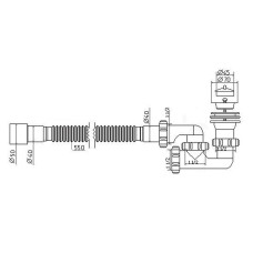 Сифон Waterstal А-82589 для душ. піддону регульов. 1 1/2″ 40/50 з гнучк. трубою