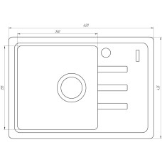 Гранітна мийка Globus Lux MONO чорний 620х435мм-А0002