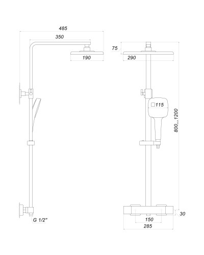 Душова система Globus Lux Termostatic GLQ-0040T-BB