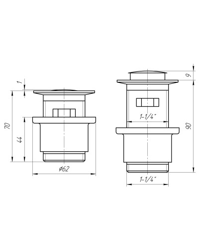 Донний клапан Globus Lux HG-041S-S- BR (Click-clack) Стального кольору