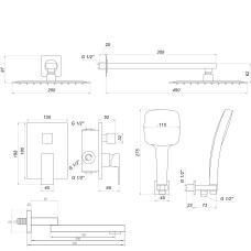 Душова система Globus Lux SMART GLM-305N-BB вбудована на три споживача,поворот. вилив,Чорний мат