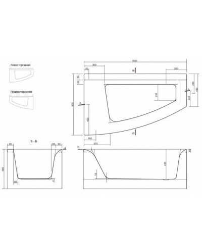 VIRGO MAX Ванна 150x90 права