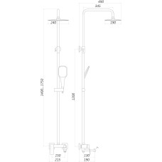 Душова система з верхнім тропічним душем TOPAZ ODISS TO 18102-H52-BL