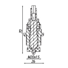 Вентильна головка без маховика для засувки ХВ 1/2″ латунна М20 х 1,5 штампована Б1811А