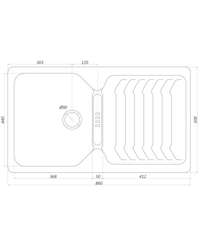 Гранітна мийка Globus Lux BOREN коричневий 860x500мм-А0006