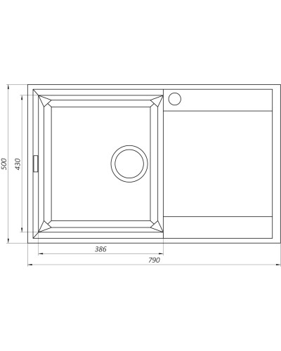 Гранітна мийка Globus Lux KOMO графiт 790х500мм-А0001