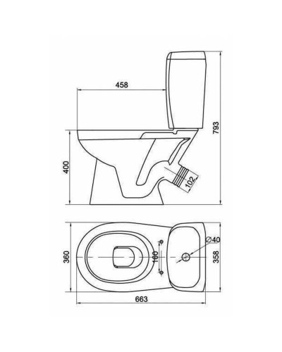 Компакт Cersanit 382 KORAL 031 3/6 з кришкою поліпропілен