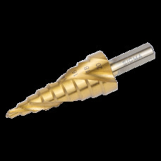 Свердло по металу східчасте HSS-TIN титанове зі спіральною канавкою Ø4-20мм, крок 2мм (блістер) SIGMA (1183051)