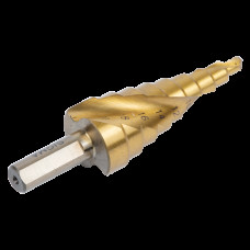 Свердло по металу східчасте HSS-TIN титанове зі спіральною канавкою Ø4-20мм, крок 2мм (блістер) SIGMA (1183051)