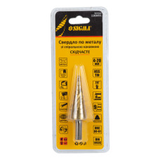 Свердло по металу східчасте HSS-TIN титанове зі спіральною канавкою Ø4-20мм, крок 2мм (блістер) SIGMA (1183051)