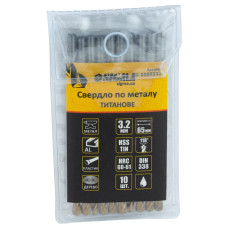 Свердло по металу HSS-TIN титанове Ø3.2мм (pvc, КРАТНО 10шт) SIGMA (1165251)