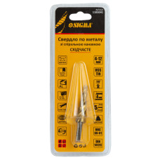 Свердло по металу східчасте HSS-TIN титанове зі спіральною канавкою Ø4-12мм, крок 2мм (блістер) SIGMA (1183041)