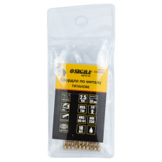 Свердло по металу HSS-TIN титанове Ø2.5мм (pvc, КРАТНО 10шт) SIGMA (1165181)