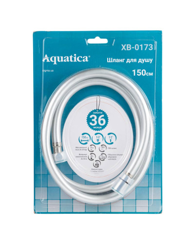 Шланг для душа 1/2" PVC 3-х шаровий з підшипником сріблястий 150см AQUATICA XB-0173 (9791611)