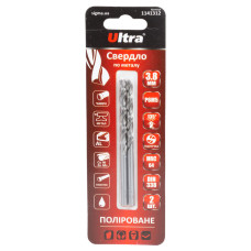 Свердло по металу Р6М5 поліроване Ø3.8мм (блістер, 2шт) ULTRA (1141312)