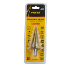 Свердло по металу східчасте HSS-TIN титанове з прямою канавкою Ø4-32мм, крок 2мм (блістер) SIGMA (1186081)