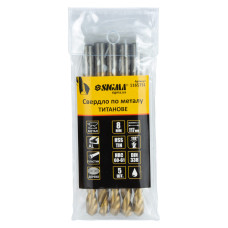 Свердло по металу HSS-TIN титанове Ø8.0мм (pvc, КРАТНО 5шт) SIGMA (1165731)