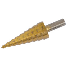 Свердло по металу східчасте HSS-TIN титанове з прямою канавкою Ø4-12мм, крок 2мм (блістер) SIGMA (1186041)