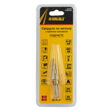Свердло по металу східчасте HSS-TIN титанове з прямою канавкою Ø4-12мм, крок 2мм (блістер) SIGMA (1186041)