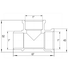 Трійник нікельований 1″ВР х 1″ВР х 1″ЗР штампований А0271А(нк) VA