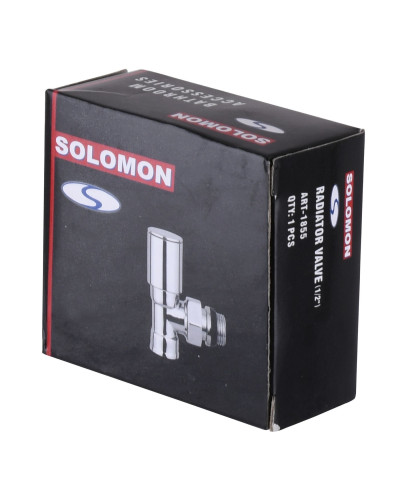 Кран вентильний кутовий з американкою SOLOMON 1/2″ CHROM 1855 з ущільнювачем