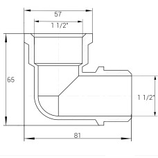 Кутник латунний 1 1/2″ВР х 1 1/2″ЗР ливарний А0137А VA
